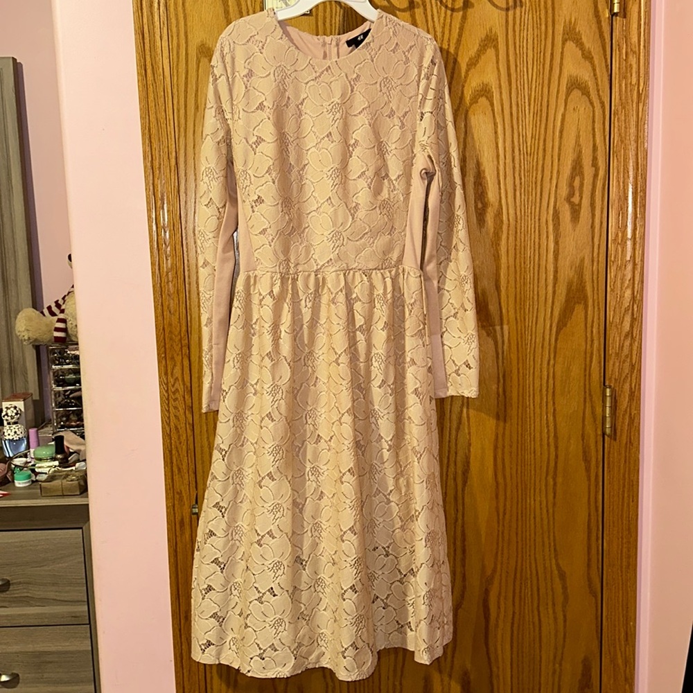 H&M Pink Lace Midi Dress